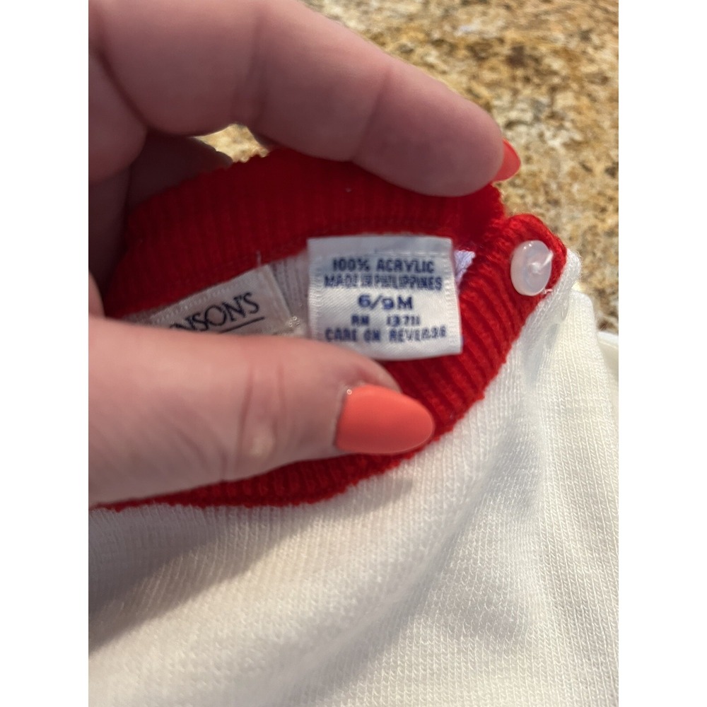 Vintage Baby Sweater Pullover With Button Shoulder‎ Size 6-9 Months Robinson's - Picture 6 of 8